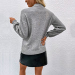 Load image into Gallery viewer, Beaded Mock Neck Sweater Mid Weight Gray N5Z508
