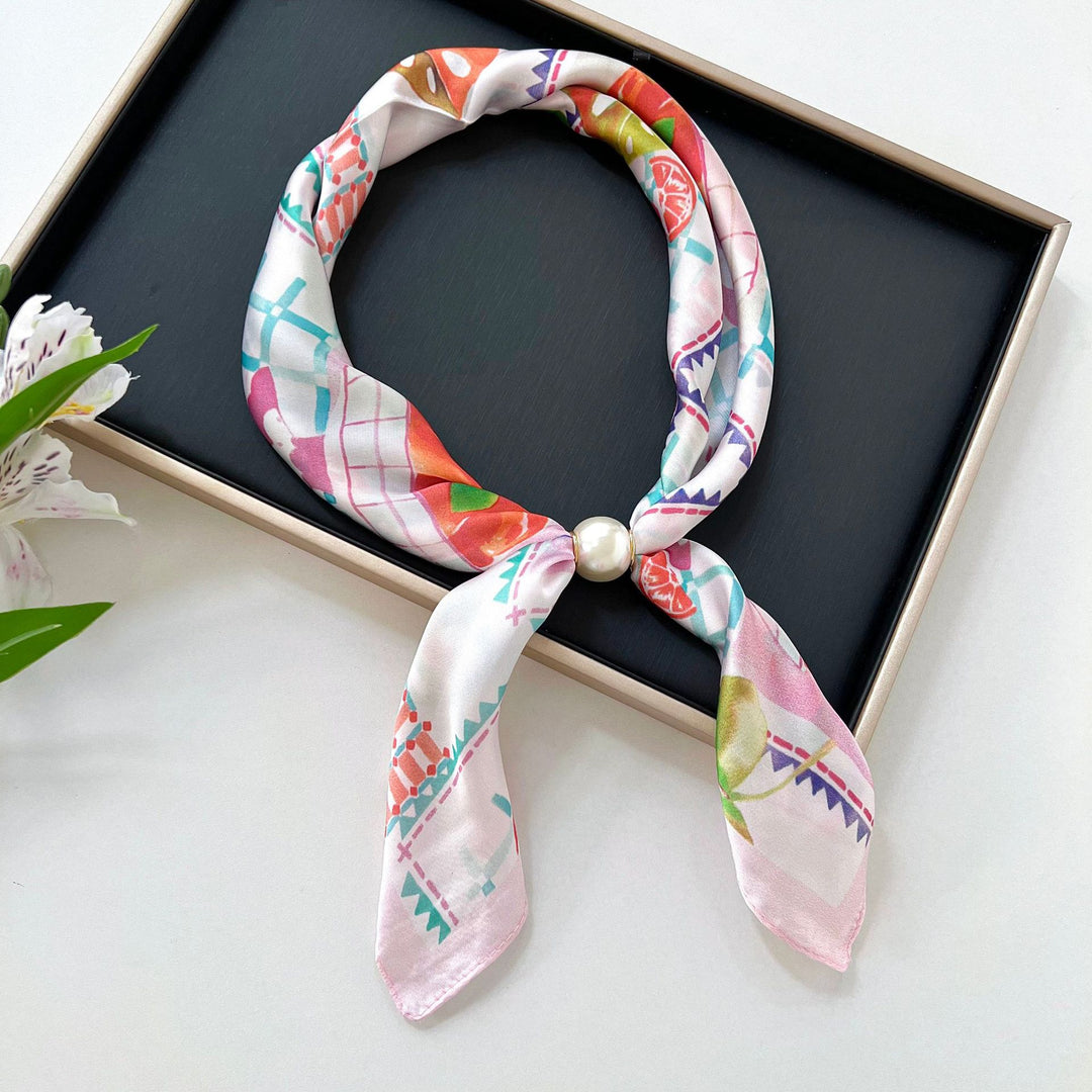 Women's Faux Silk Pearl Magnetic Neck Scarf N6J151