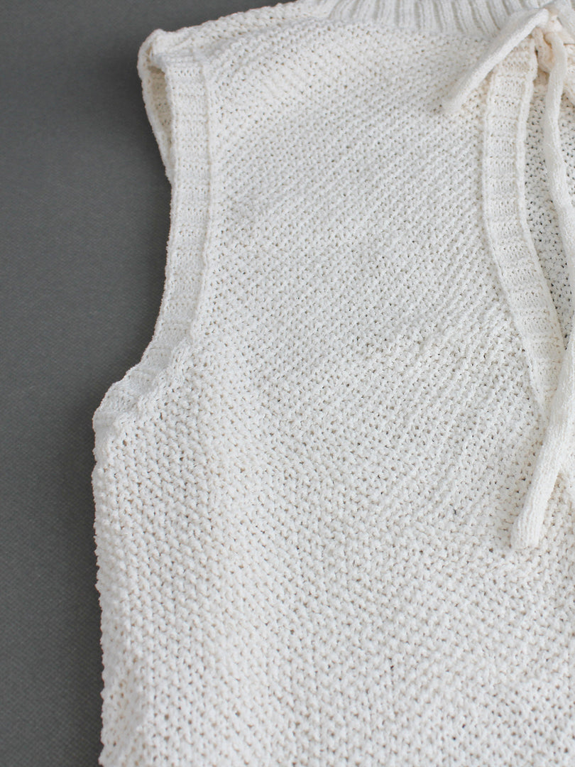 Lace Up Back Knit Tank Top Women N6B037