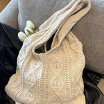 Load image into Gallery viewer, Women's Woven Polyester Knit Tote Shoulder Bag N6J167