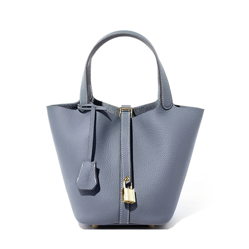 Genuine Leather Bucket Bag Handheld Shoulder Purse N6F148
