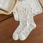Load image into Gallery viewer, Sweet Floral Lace Trim Mid-Calf Socks Women Cotton N6H027