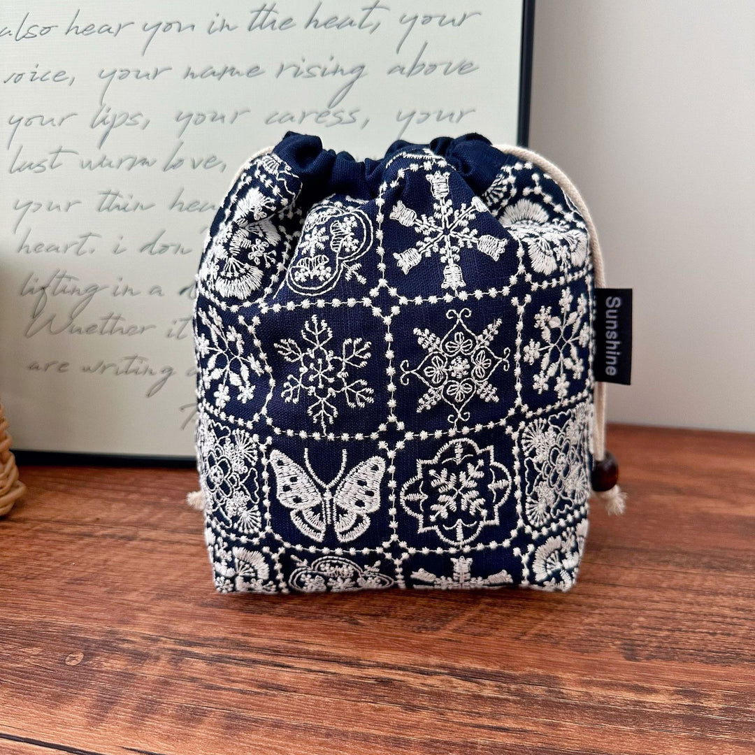Handmade Cotton Linen Drawstring Cosmetic Pouch N6F174