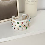 Load image into Gallery viewer, Colorful Crystal C-Shape Resin Bangle Bracelet N6F097