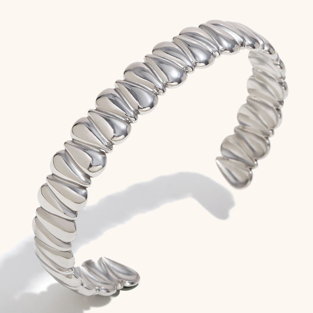 Teardrop Bangle Steel 18K Plated  Minimalist S5P119