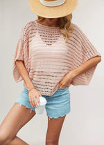 Load image into Gallery viewer, Batwing Openwork Knit Top Oversized Ultra Light N5Z384
