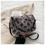 Load image into Gallery viewer, Women's Plush Leopard Chain Baguette Shoulder Bag N6J188