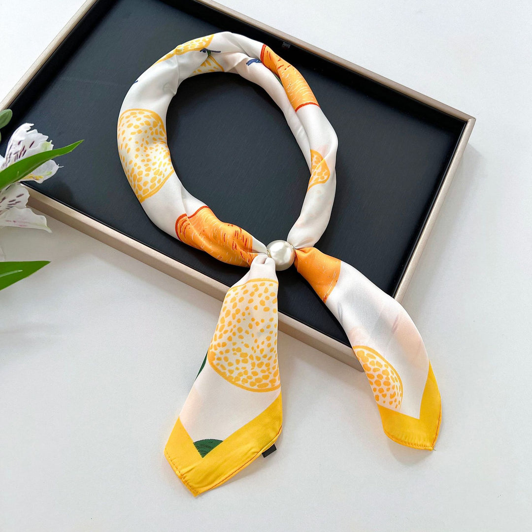 Women's Faux Silk Pearl Magnetic Neck Scarf N6J151