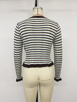 Load image into Gallery viewer, Striped Round Neck Cropped Flare Sleeve Sweater N6H297