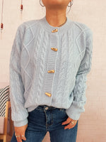 Load image into Gallery viewer, Cable Button Round Cardigan Mid Heavy Options N5Z901
