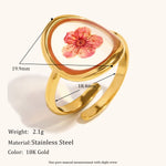 Load image into Gallery viewer, Red Flower Round Ring Steel 18K Gold Unique Design S5P005

