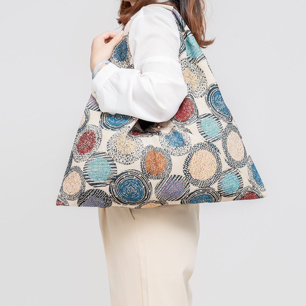 Crescent Silhouette Poly-Cotton Bag Magnetic Closure S5P388