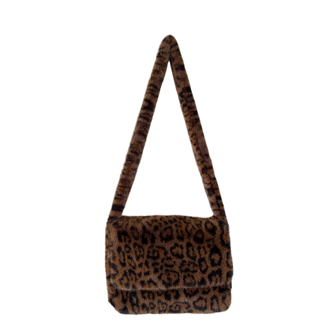 Women's Faux Fur Leopard Print Tote Bag N6J116