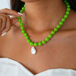 Load image into Gallery viewer, Dopamine Pearl Acrylic Geometric Beaded Necklace N6H059
