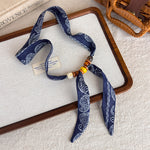 Load image into Gallery viewer, Vintage Paisley Polka Dot Beaded Scarf Necklace N6G237