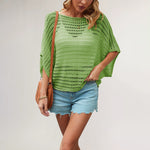 Load image into Gallery viewer, Batwing Openwork Knit Top Oversized Ultra Light N5Z384
