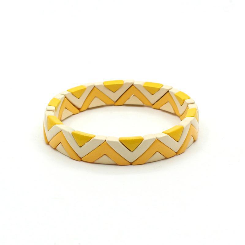 Wave Triangle Links Cuff Enamel Steel Elastic S5P142