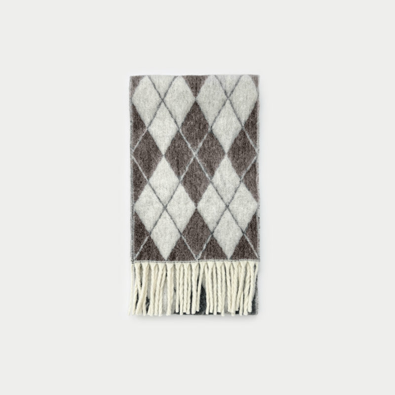 Wool Blend Diamond Jacquard Fringe Scarf N6K231