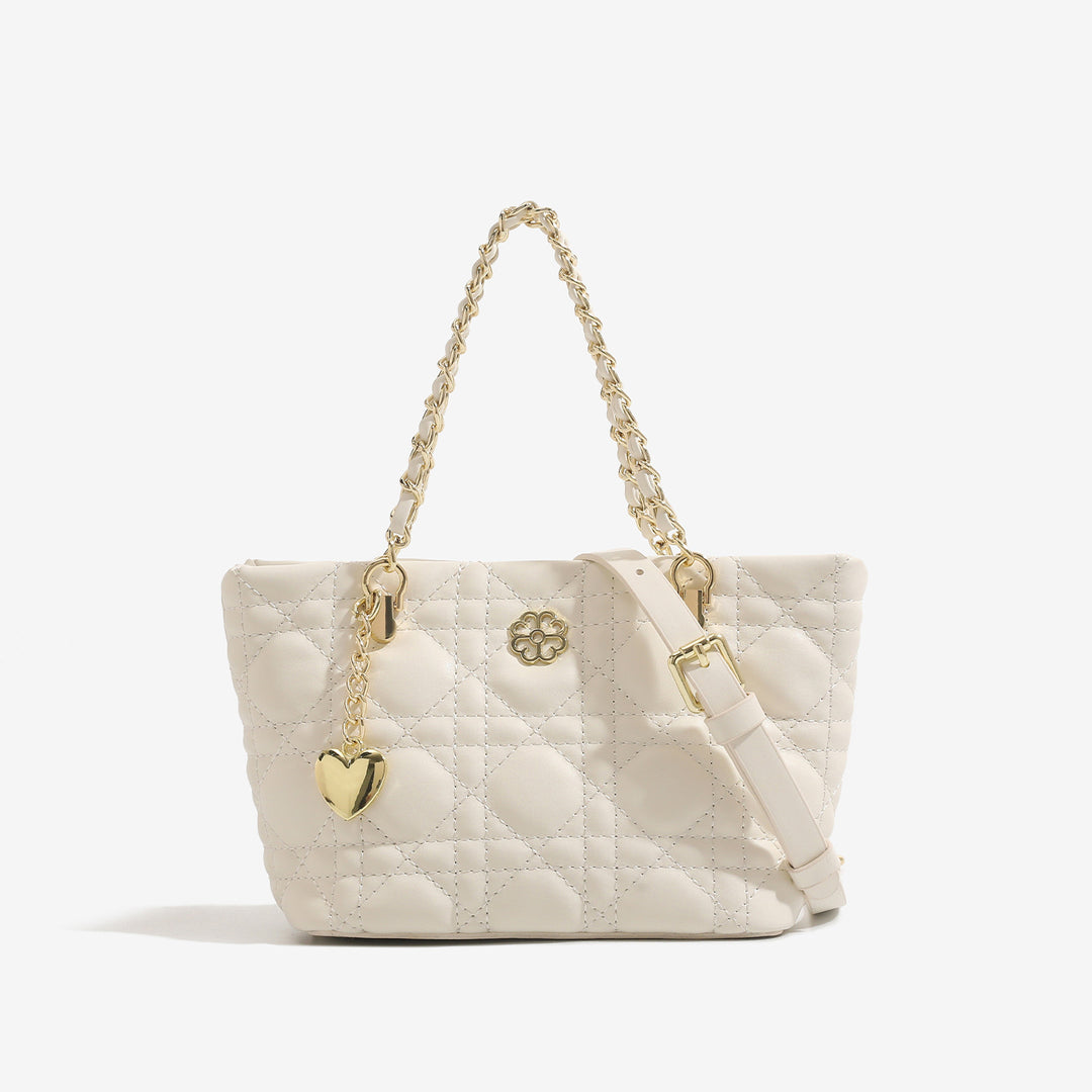 Diamond Quilted Chain Tote Bag PU Polyester S5P314