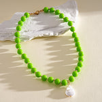Load image into Gallery viewer, Dopamine Pearl Acrylic Geometric Beaded Necklace N6H059