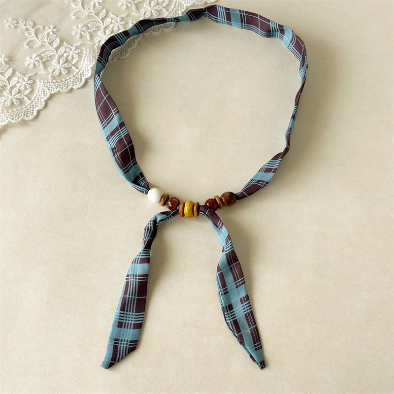 Retro Paisley Beaded Scarf Choker Necklace Women N6D006