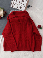 Load image into Gallery viewer, Cable Notch Sweater Mid Weight N5A244
