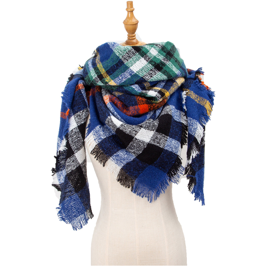 British Vintage Plaid Cashmere Feel Triangle Scarf N6K245