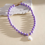 Load image into Gallery viewer, Dopamine Pearl Acrylic Geometric Beaded Necklace N6H059