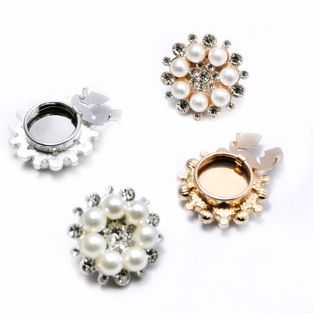 Alloy Rhinestone Round Mini Shirt Button Cover N6G124