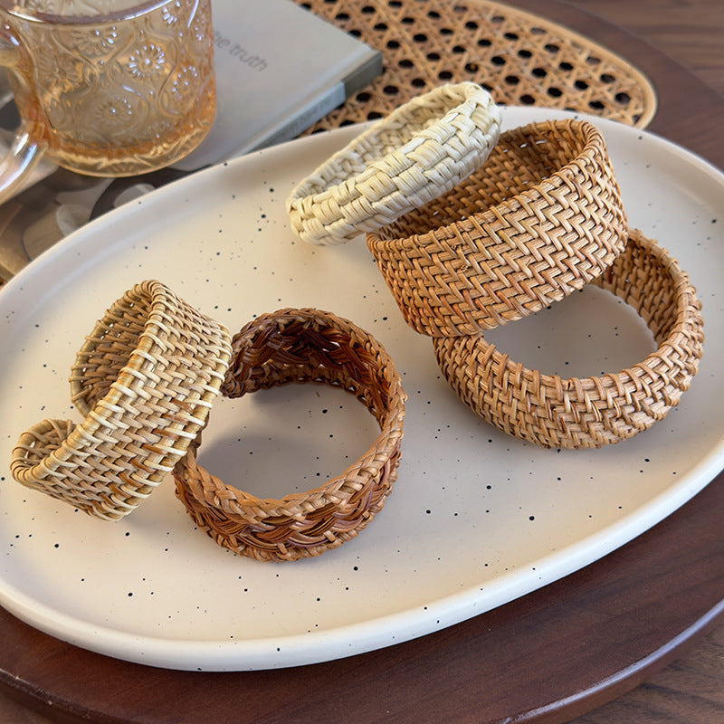 Boho Ethnic Bamboo Woven Bangle Round Niche Luxury N6F280