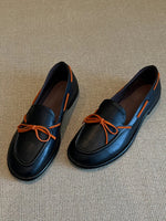 Load image into Gallery viewer, Retro Round Toe Flat Bow Slip-On Loafers Women N6C150
