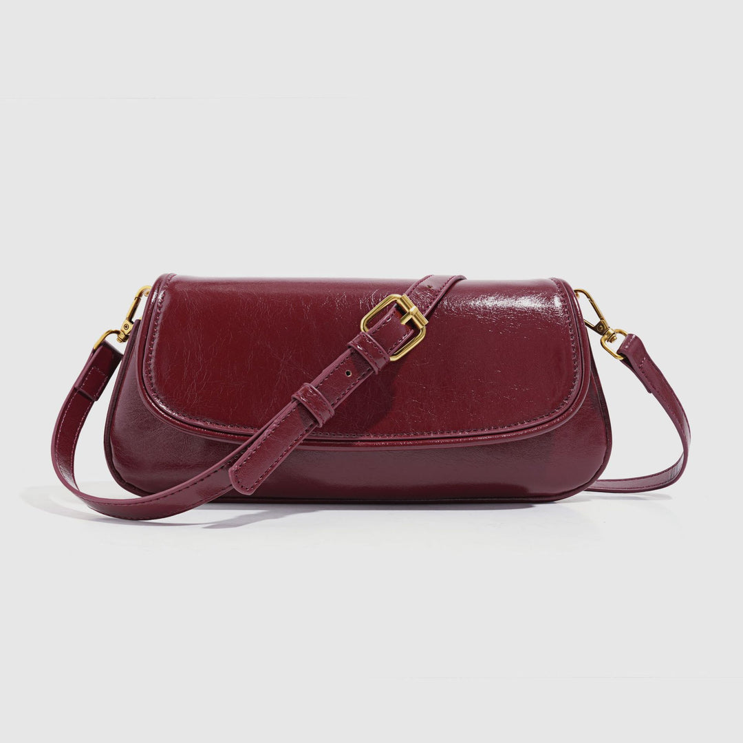 Burgundy Large Capacity Baguette Bag Commute Women N6C029