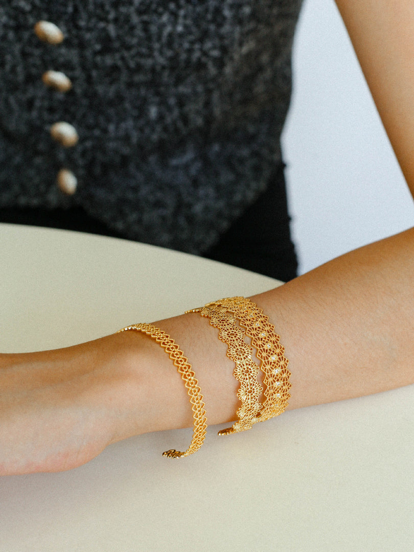 Lace Openwork Geometric Cuff Bracelet Women N6C006