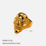 Load image into Gallery viewer, Skull Ring 18K Gold Steel Bold Design Statement Piece S5P012
