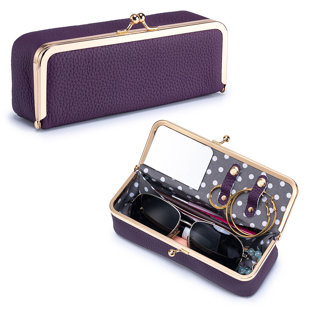 Genuine Leather Sunglasses Case Cosmetic Jewelry N6G098
