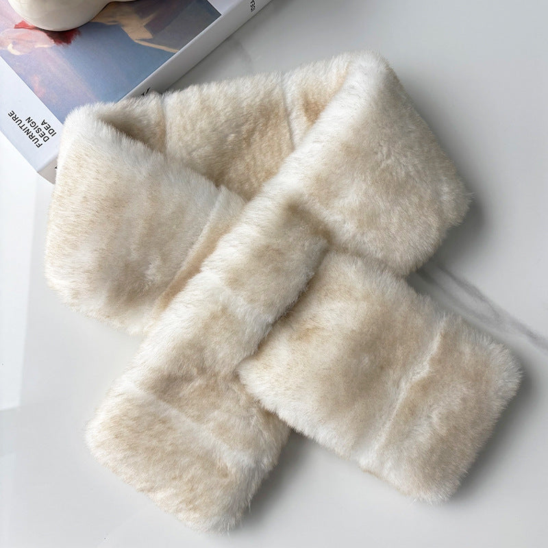 Unisex Plush Crossed Neck Warmer Scarf N6J130