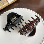 Load image into Gallery viewer, Gold Logo Acetate Hair Claw Clip Women N6C348