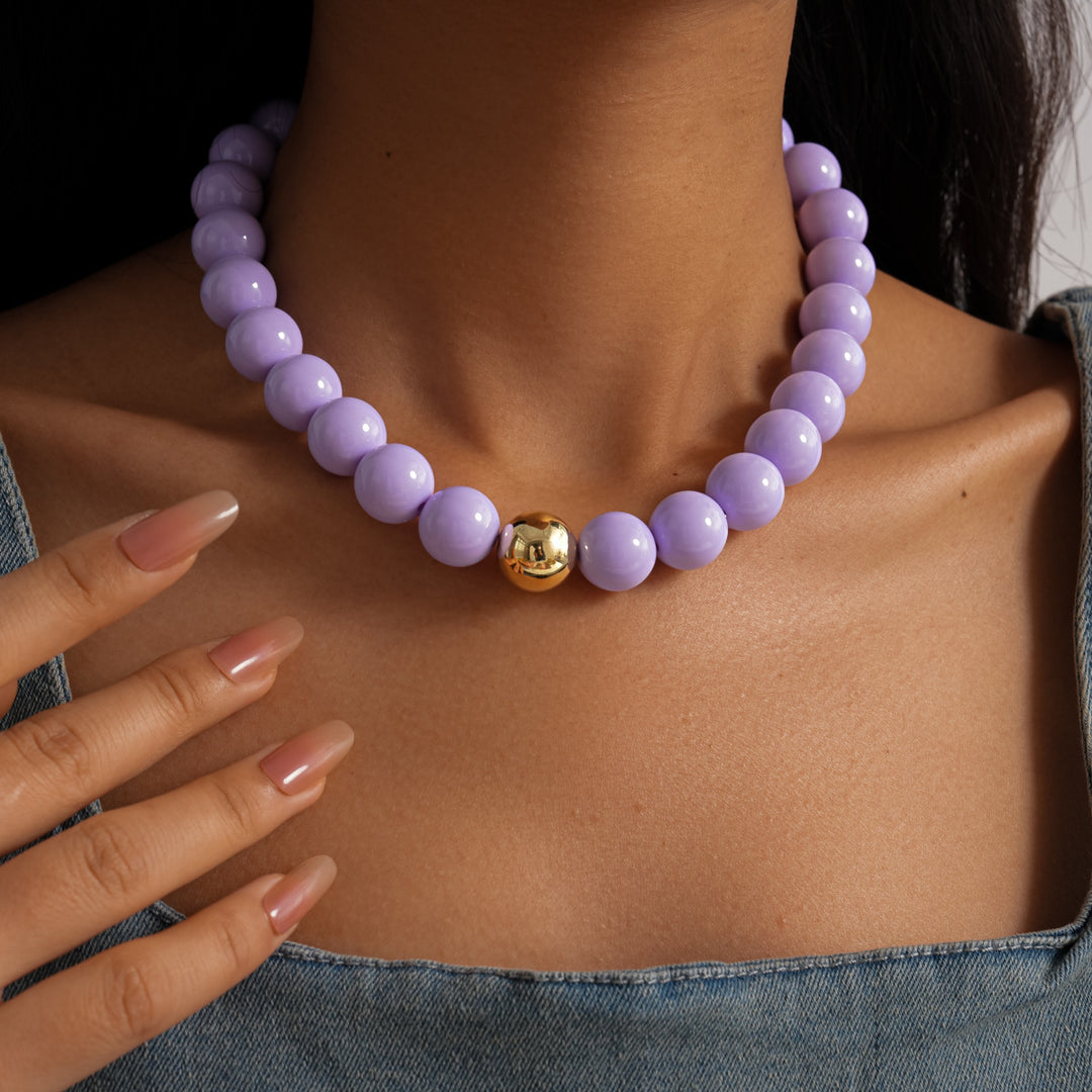 Colorful Dopamine Acrylic Round Bead Necklace N6F092
