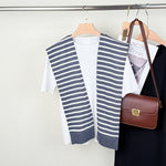 Load image into Gallery viewer, Colorblock Stripe Knit Shoulder Cape Women Travel N6H244