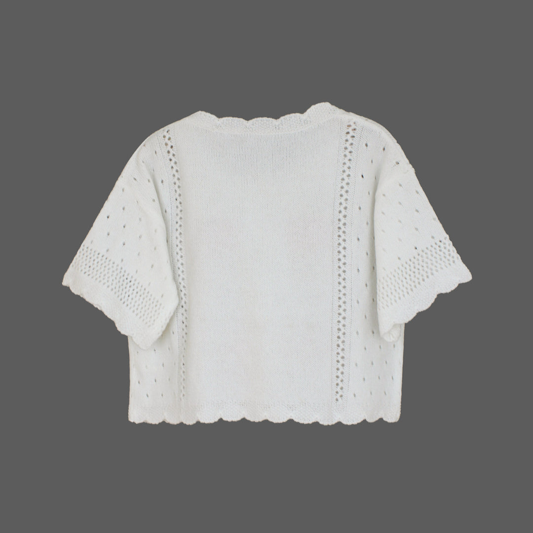 Lace Embroidery Short Sleeve Cardigan N5A036
