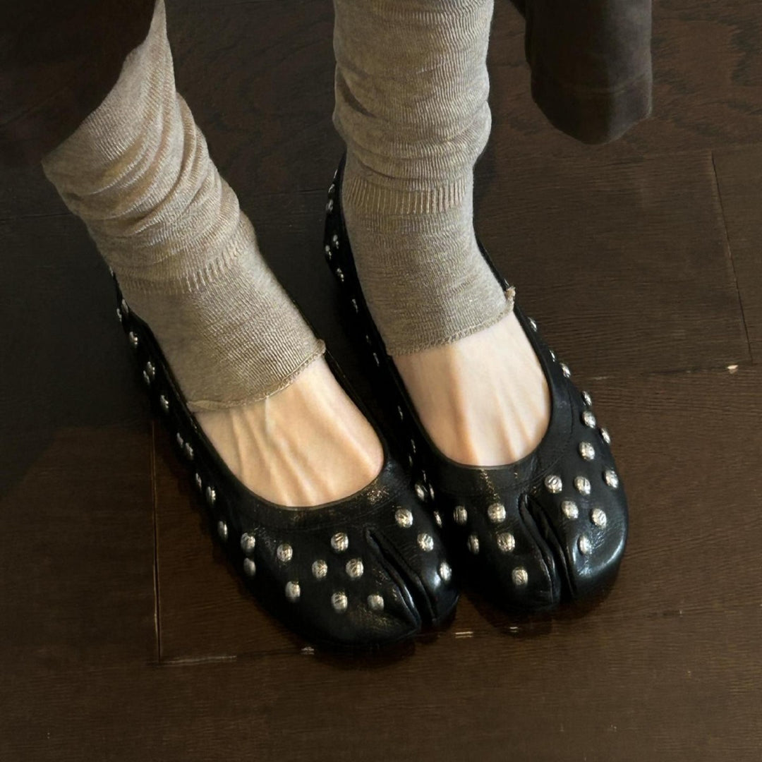 Vintage Split Toe Chunky Heel Mary Jane Shoes Women N6H040