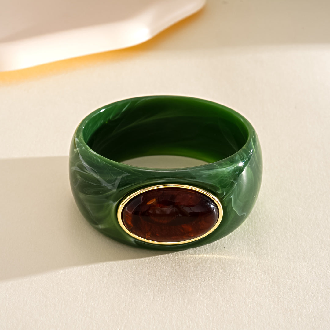 Vintage Acrylic Oval Ombré Bangle Minimalist Women N6H087