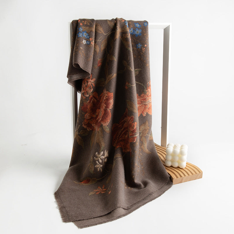 Floral Print Faux Cashmere Wrap  M5A180