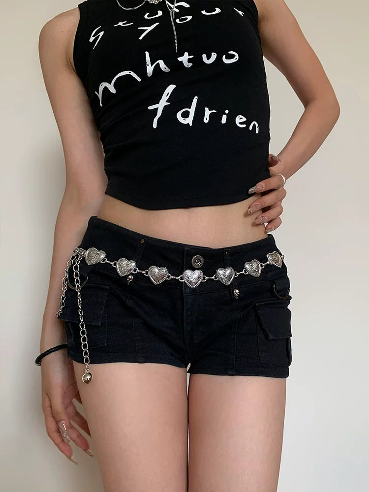Retro Silver Heart Waist Chain Women Boho N6C157