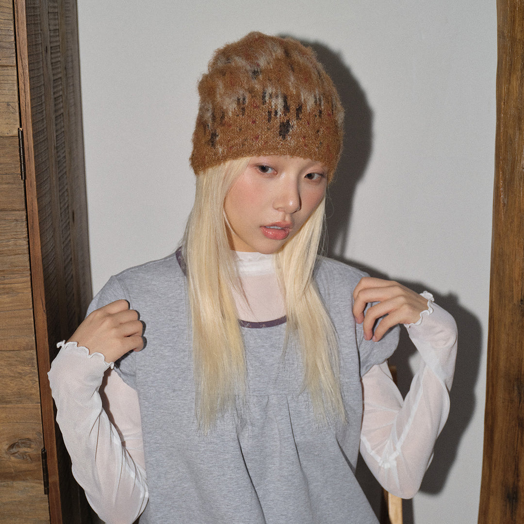 Unisex Wool Blend Jacquard Knit Beanie N6J110