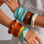 Load image into Gallery viewer, Resin Ombré Circle Geometric Bangle Set 3-Piece N6H076