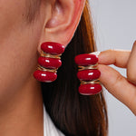 Load image into Gallery viewer, Resin Ombré Oval Steel Stud Earrings Minimalist N6H096