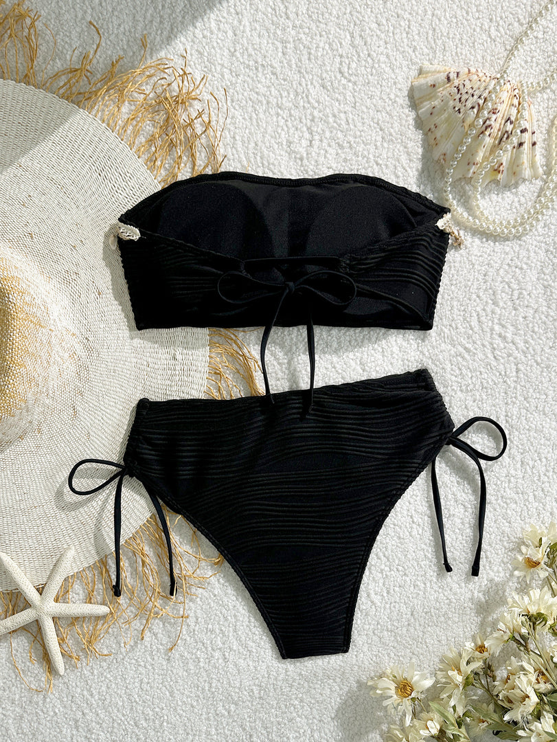 Shell Shape Push-Up Bandeau Bikini Set Women N6C297