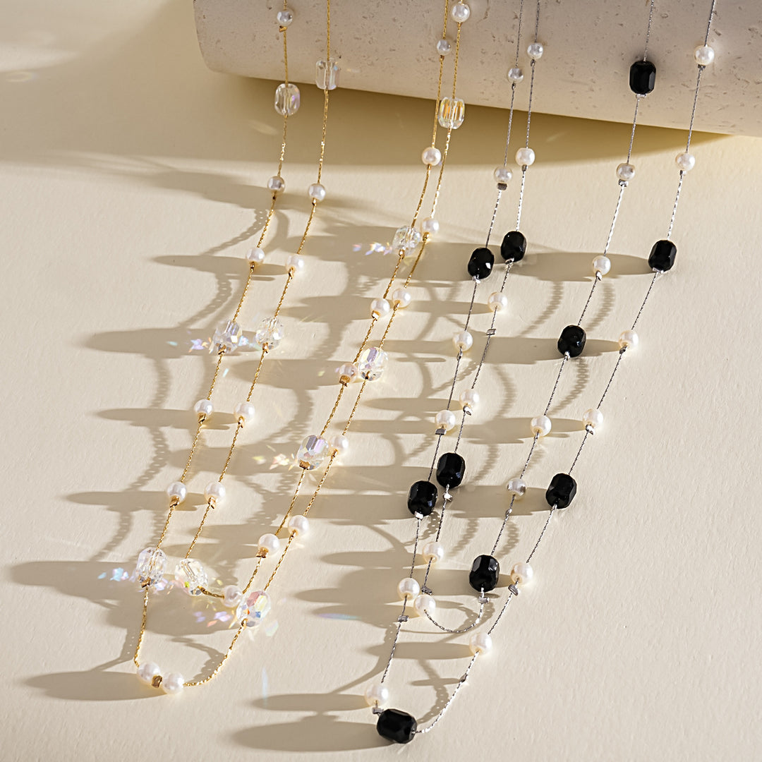 Layered Pearl Glass Bead Sweater Chain Women N6H148