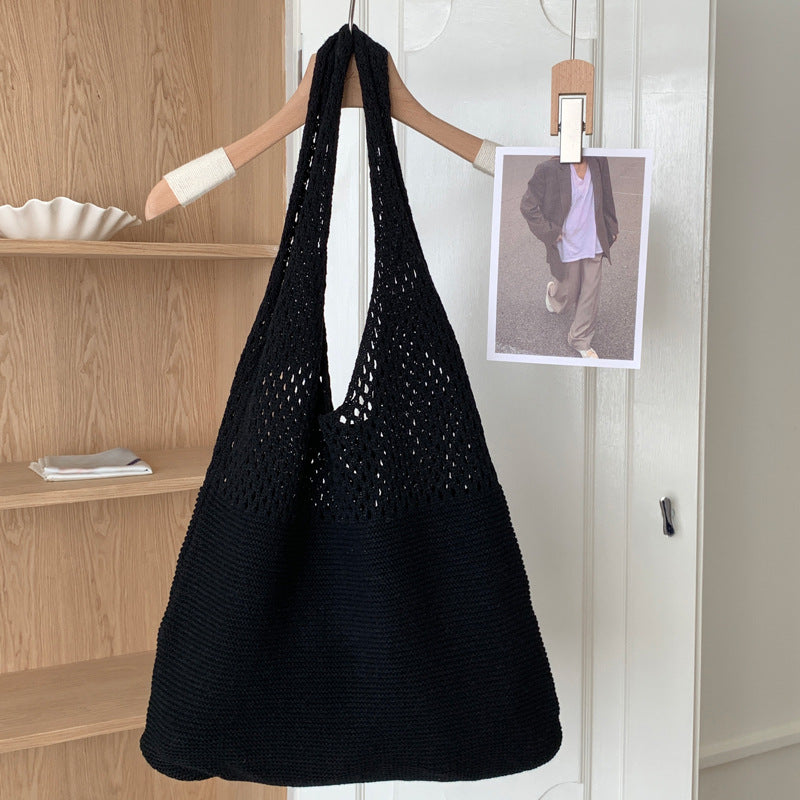 Retro Knit Large Capacity Tote Bag Women N6C057